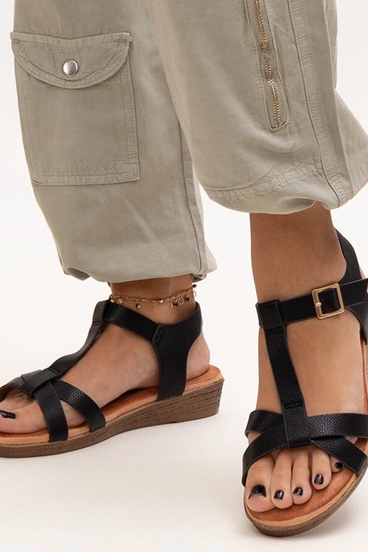 Sandales compensées basses noires...