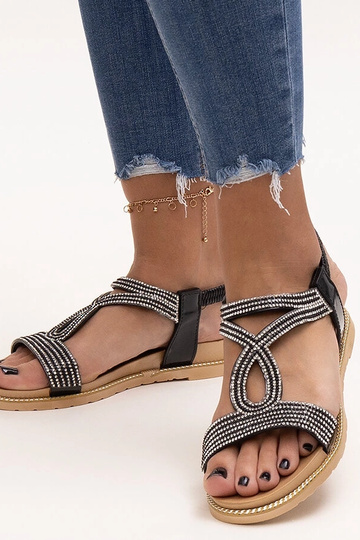 Sorte sandaler dekoreret med zirkoner Detila