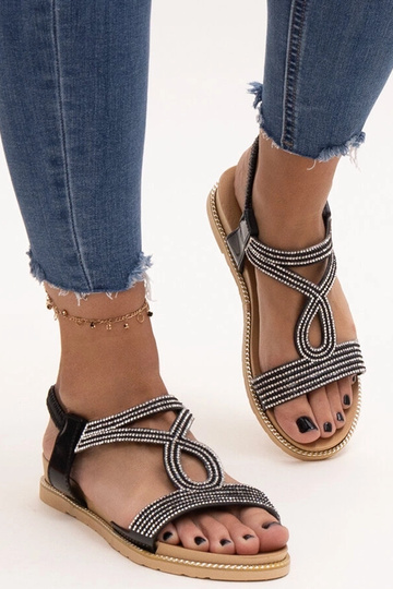 Schwarze Sandalen mit Zirkonia verziert Detila 2