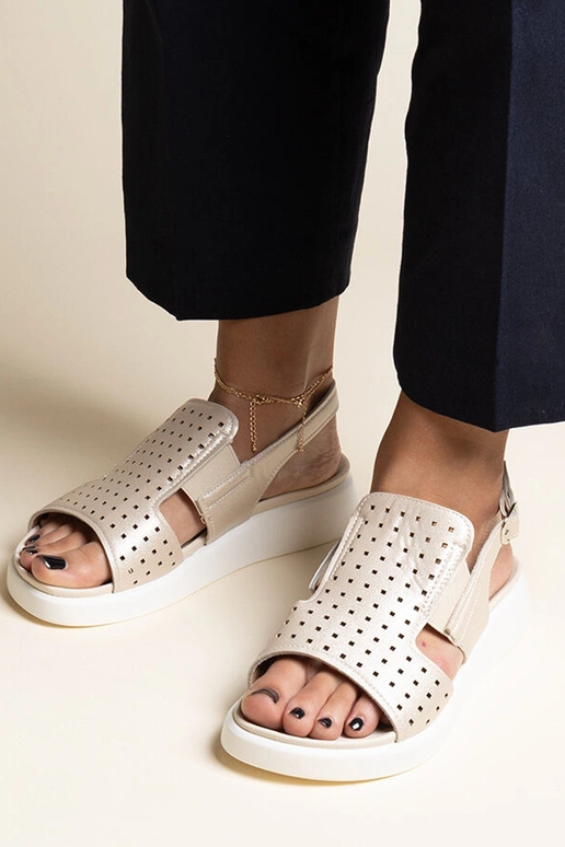 Sandales dorées à tige ajourée Imogne