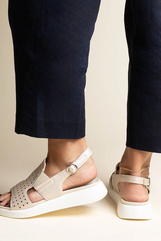 Sandales dorées à tige ajourée Imogne