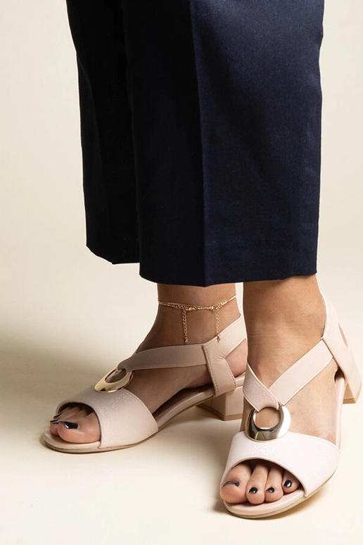 Beige slip-on sandaler med blokhæl Jorga