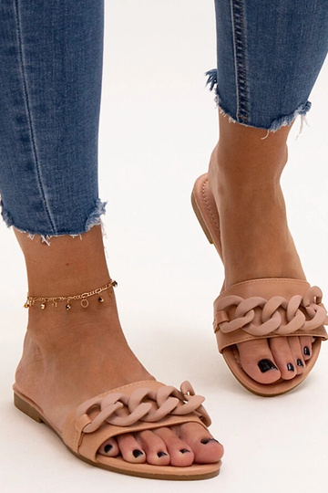 Braune Flip-Flops mit matter Kette Aliyan 2