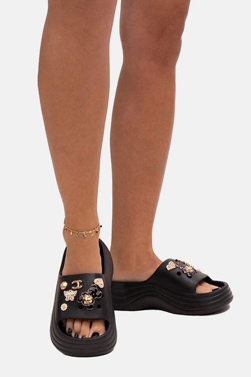 Schwarze Flip-Flops mit glänzender...