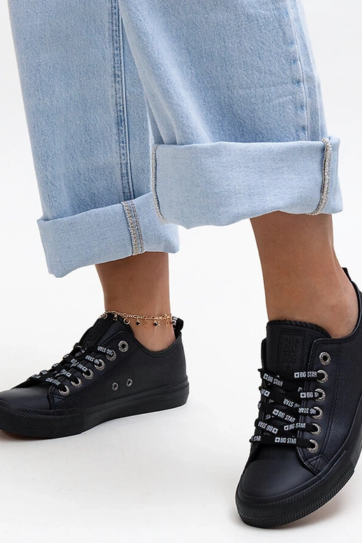 Baskets en cuir écologique noir Big...