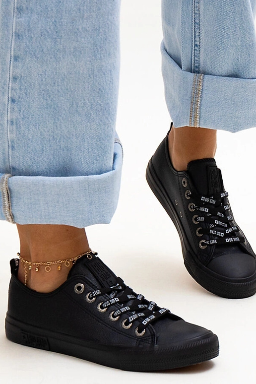 Baskets en cuir écologique noir Big...