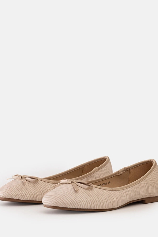 Beige Ballerinas mit Schleife und...