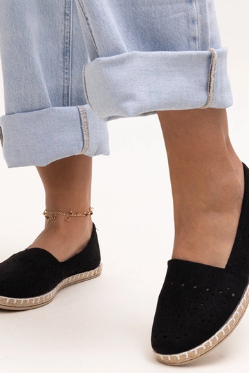 Schwarze perforierte Espadrilles Augusta