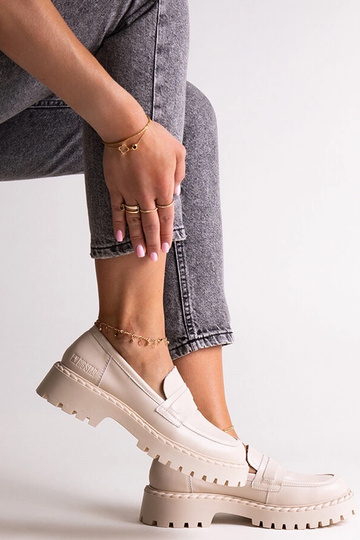 Mocassins en cuir beige Big...