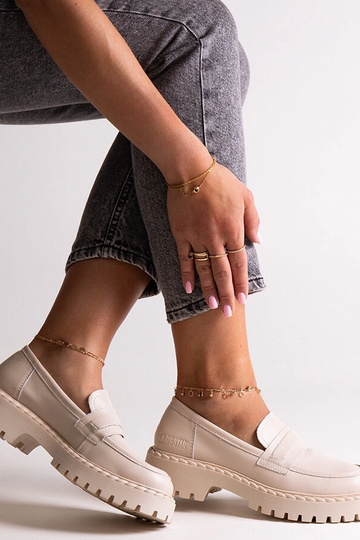Beige loafers i læder Big... 2