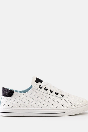 Weiße perforierte Damen-Sneaker zum Schnüren Ruala