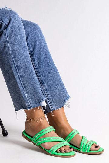 Grüne Flip-Flops Martinela mit Zirkonia 2