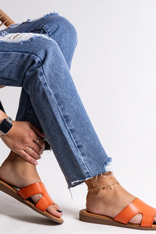 Tongs en simili cuir orange de Kajetan