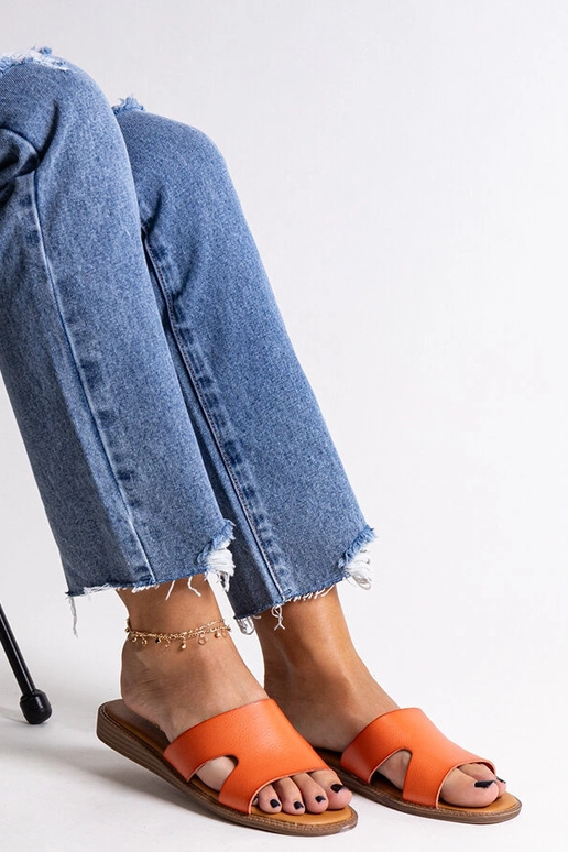 Tongs en simili cuir orange de Kajetan