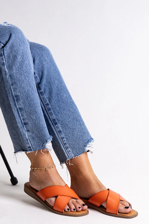 Tongs en cuir écologique orange... Tongs en cuir écologique orange...