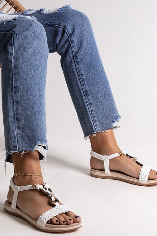 Weiße geflochtene Sandalen Izodora Weiße geflochtene Sandalen Izodora