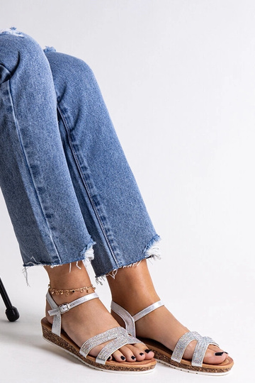 Silberne Sandalen mit...