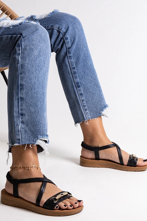 Sorte sandaler med guldspænde Pamphila Sorte sandaler med guldspænde Pamphila