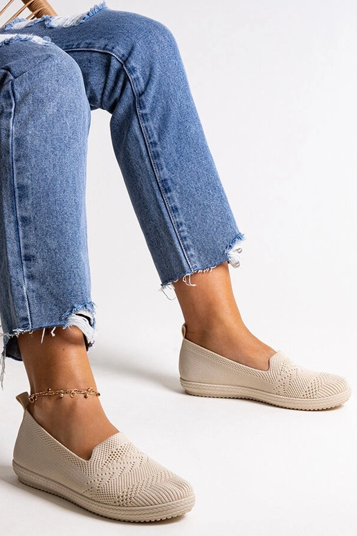Shadhi – Beige Slip-On-Sneaker aus Stoff