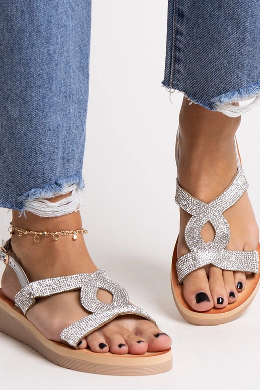 Sandales à plateforme argentées avec... Sandales à plateforme argentées avec...