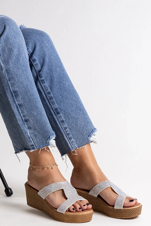 Silberne Keilsandalen mit Zirkonia... Silberne Keilsandalen mit Zirkonia...