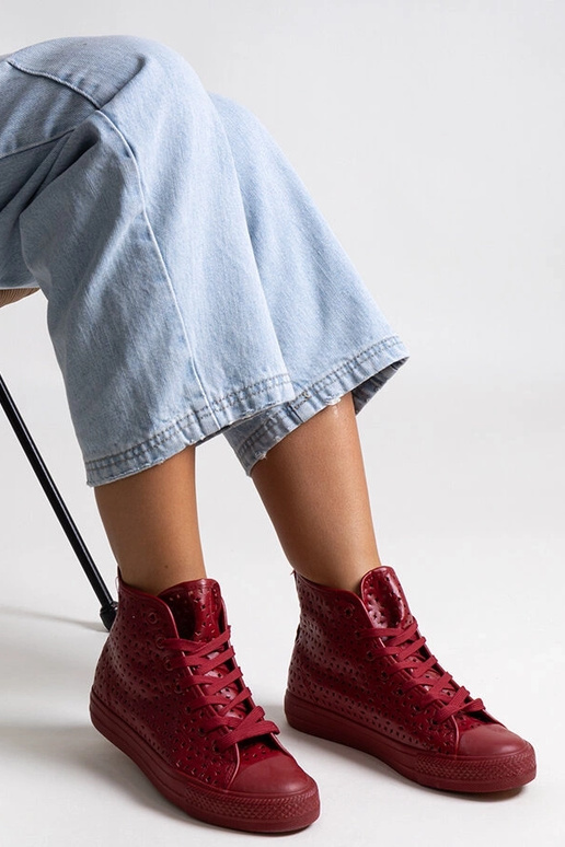Rote High-Top-Sneakers mit Lochmuster...