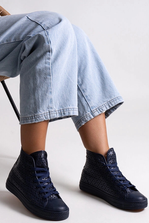 Marineblaue High-Top-Sneakers mit...