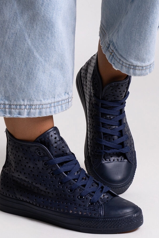 Marineblaue High-Top-Sneakers mit...