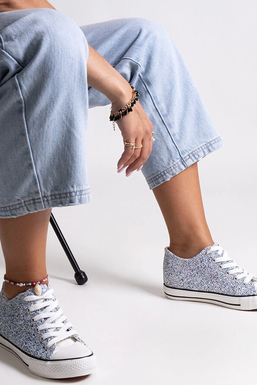 Blauwe glanzende hoge sneakers Jadwa