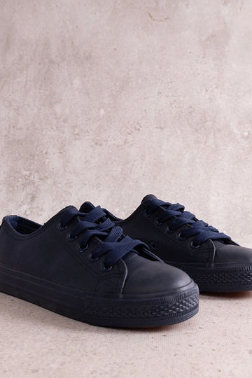 Baskets enfant bleu marine en éco-cuir Azizana