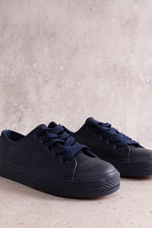 Marineblaue Kinder-Sneaker aus... Marineblaue Kinder-Sneaker aus...