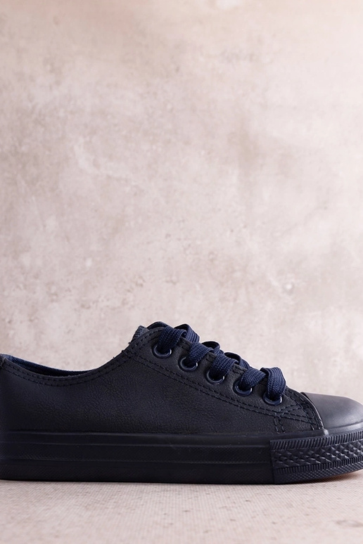 Marineblaue Kinder-Sneaker aus... Marineblaue Kinder-Sneaker aus...