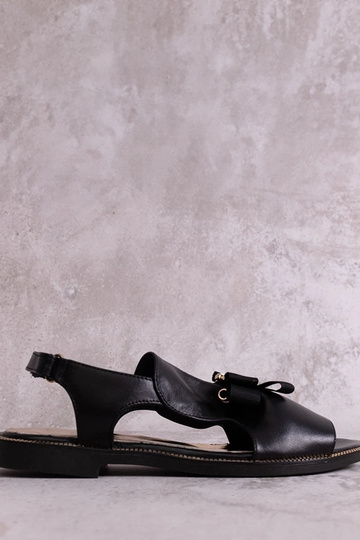 Schwarze Sandalen mit Schleife und Zirkonia KARINO
