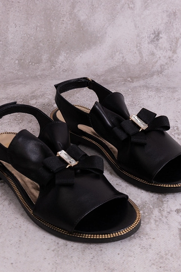 Sandales noires avec nœud et zircon KARINO 2
