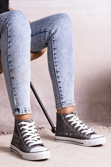 Baskets montantes noires en mesh brillant de Ranifali