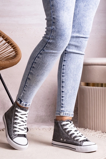 Baskets montantes noires en mesh brillant de Ranifali 2