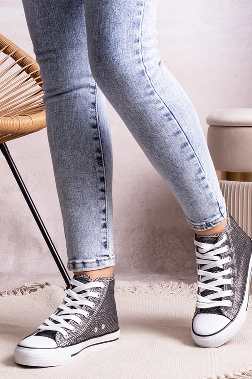 Sorte high-top sneakers i skinnende...