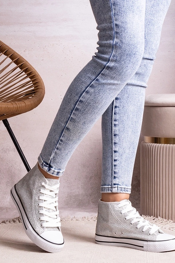 Silberne High-Top-Sneaker...