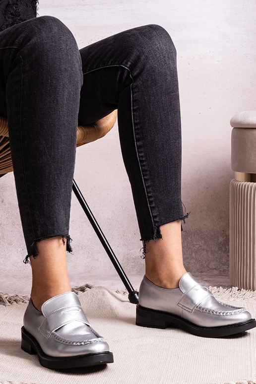 Silberne elegante Loafer Élodie