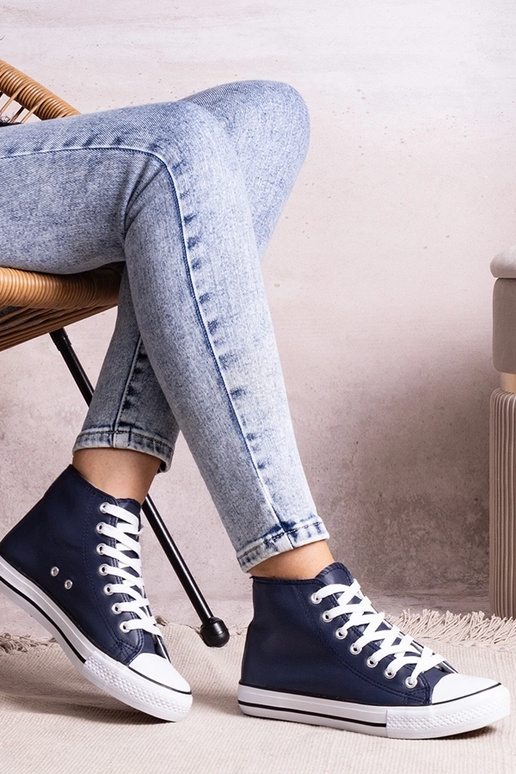 Donkerblauwe hoge sneakers van...