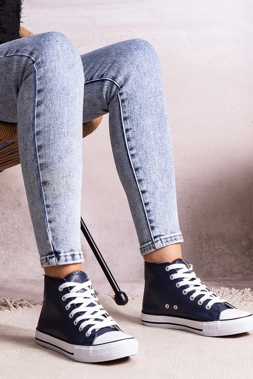Baskets montantes bleu foncé en...