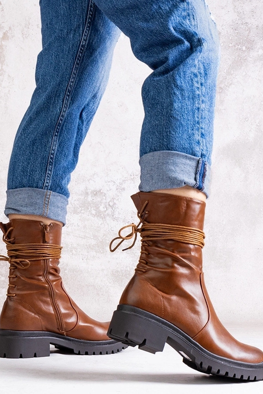 Bottes marron en cuir écologique Sahera