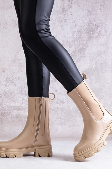 Bottes hautes beiges en...