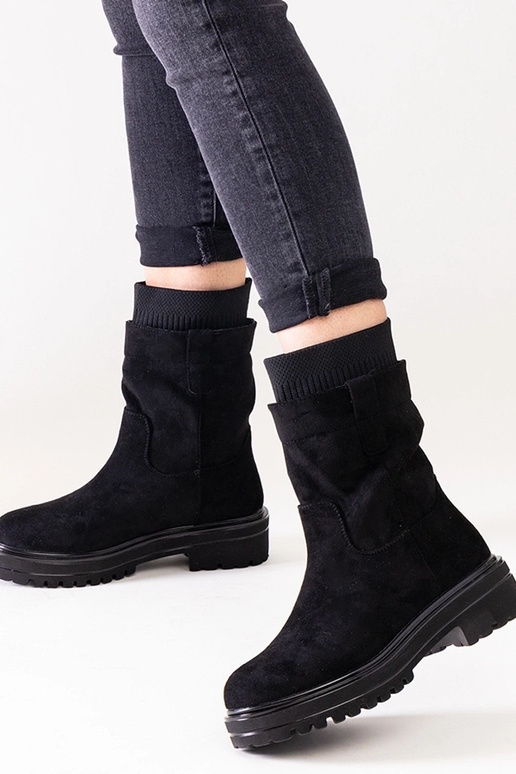 Sorte slip-on ankelstøvler med Ralia-sok