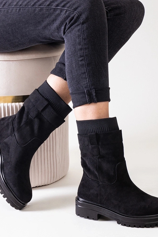 Sorte slip-on ankelstøvler med Ralia-sok