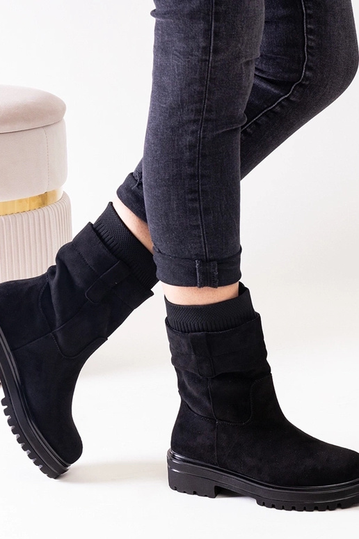 Bottines à enfiler noires avec...