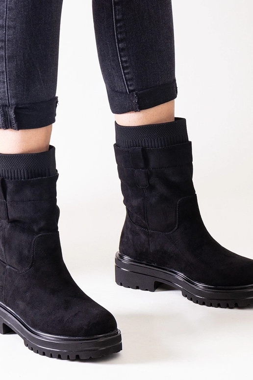 Sorte slip-on ankelstøvler med Ralia-sok