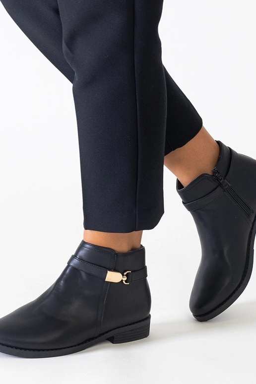 Bottines noires avec inserts dorés en...