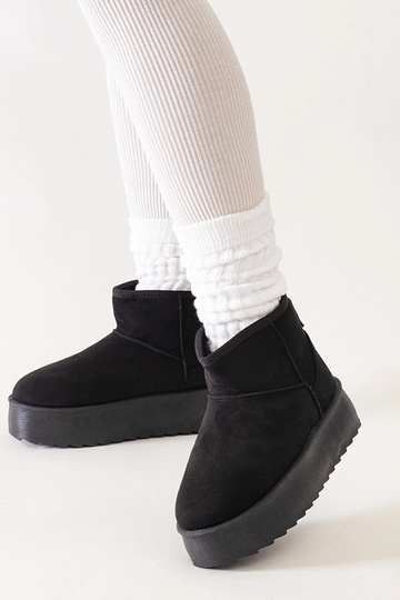 Schwarze legere Schneestiefel auf hoher Plattform Thaisa