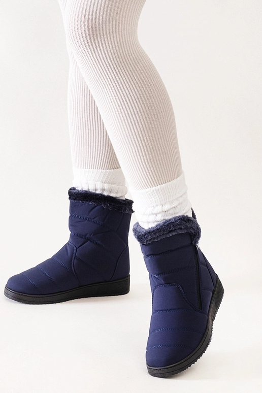 Marineblaue Schneestiefel mit Fell...